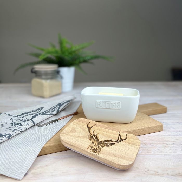 Butter Dish - Stag Prince White
