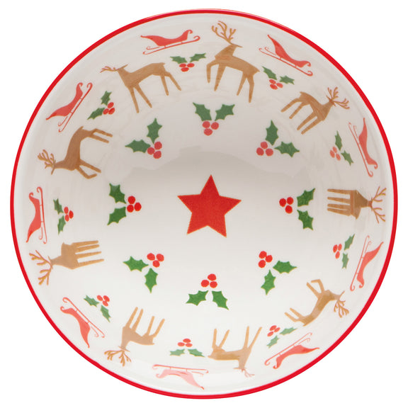 Bowl Stamped 4" - Santa's Reindeer