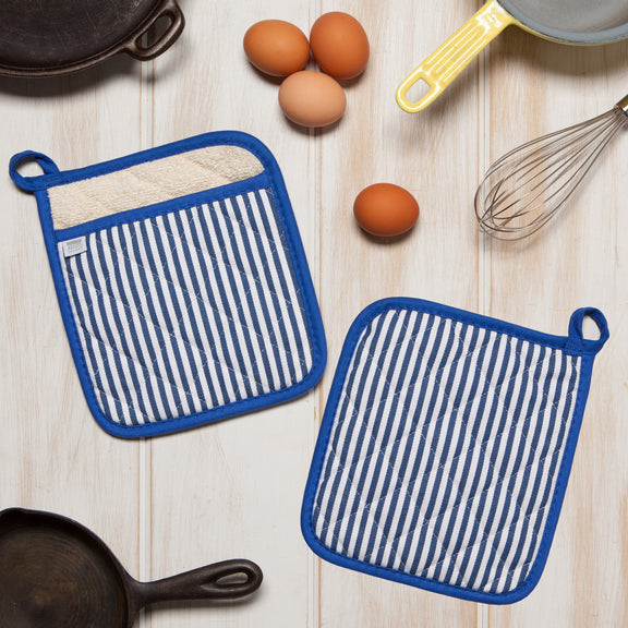 Pot Holder - Superior - Narrow Stripe Blue