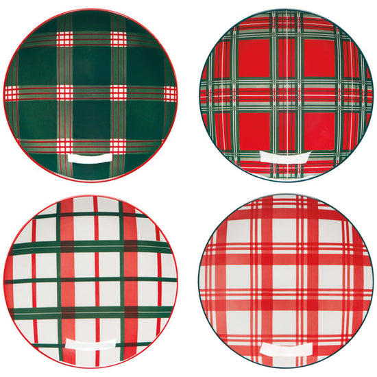 Stamped Appetizer Plate 6in S/4 - Holiday Plaid (40% OFF *FINAL SALE*)