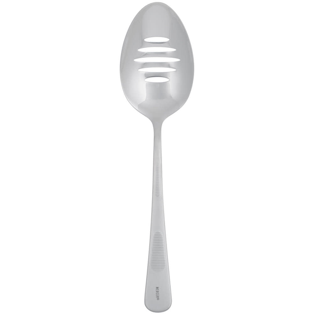 Load image into Gallery viewer, SS Slotted Bowl Plating Spoon - 9&amp;quot;
