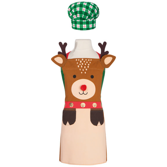 Kids Holiday Apron & Hat Set - Rudolph Daydream