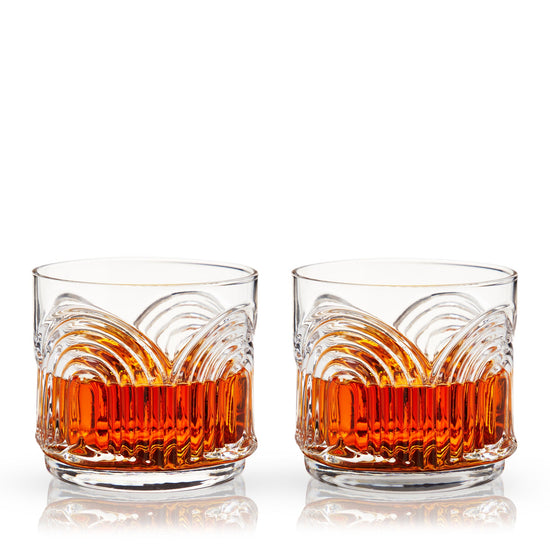 Viski Crystal Deco Beau Lowball Tumblers - 11oz
