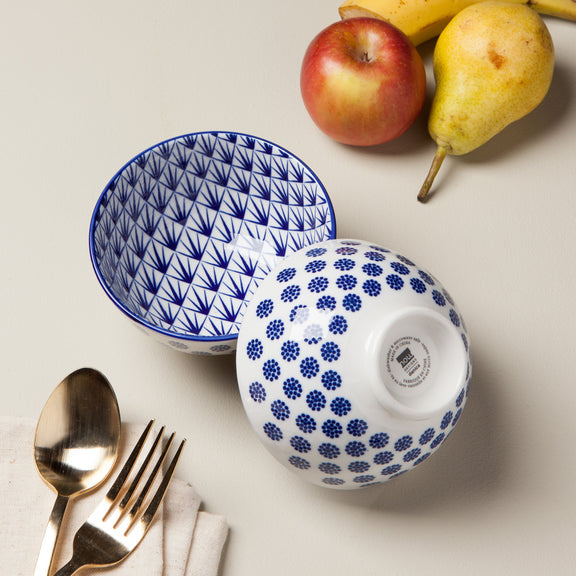 Bowl Stamped 4" - Blue Dots