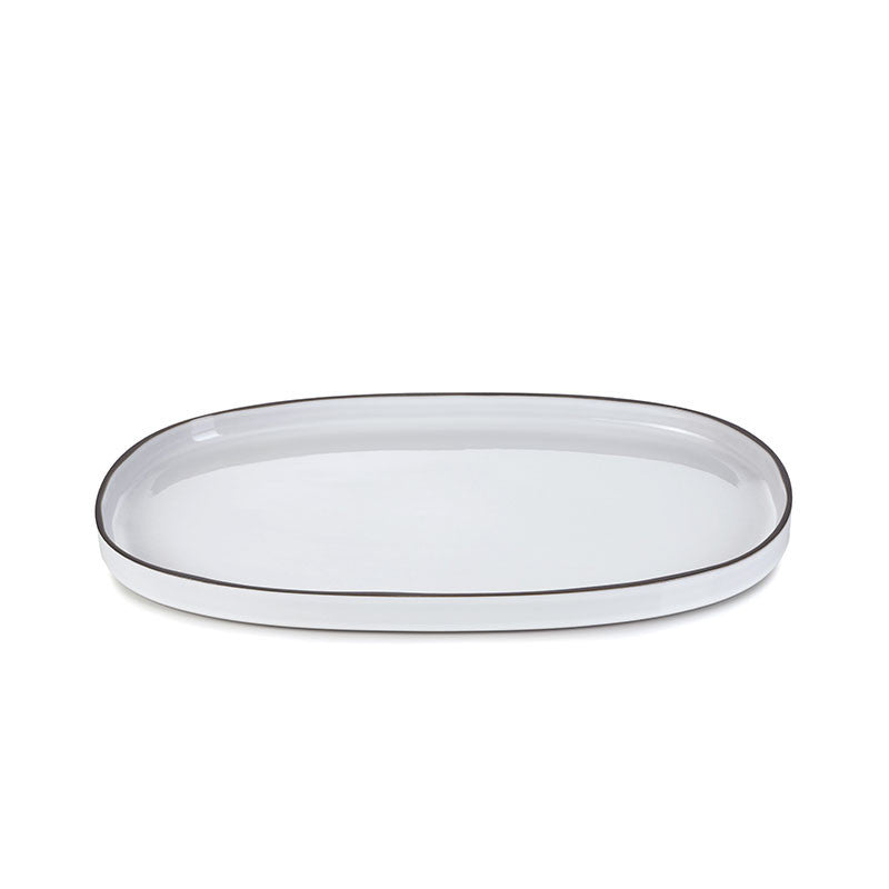 Caractère Oval Service Plate - White 18.25x11.25in