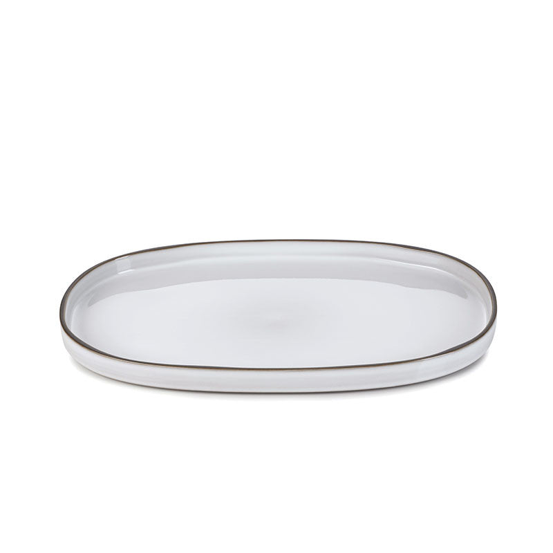Caractère Oval Service Plate - White 14x8.5in