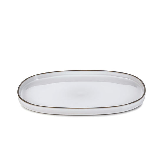 Caractère Oval Service Plate - White 14x8.5in