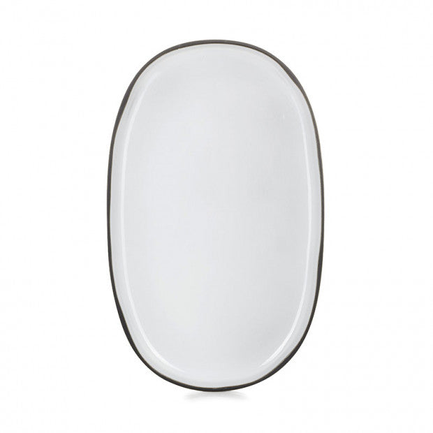 Caractère Oval Service Plate - White 14x8.5in