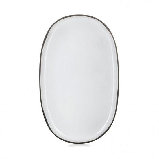 Caractère Oval Service Plate - White 14x8.5in