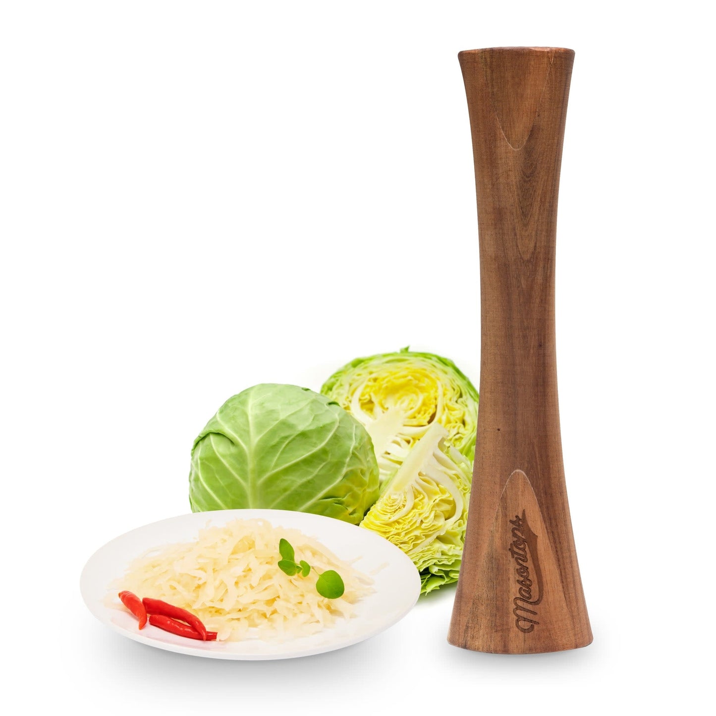 Pickle Packer Acacia Wood Veggie Tamper - Fits WIDE & REG