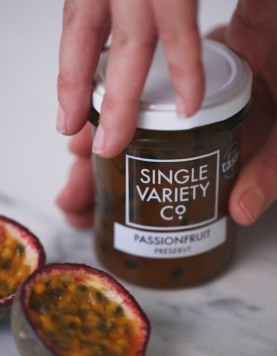 Load and play video in Gallery viewer, Single Variety Co. Passionfruit Preserve - 190ml
