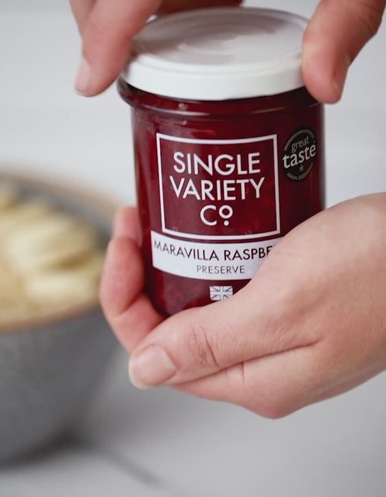 Load and play video in Gallery viewer, Single Variety Co. Maravilla Raspberry Preserve - 190ml
