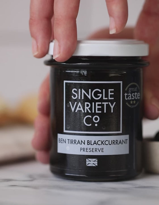 Load and play video in Gallery viewer, Single Variety Co. Ben Tirran Blackcurrant Preserve - 190ml
