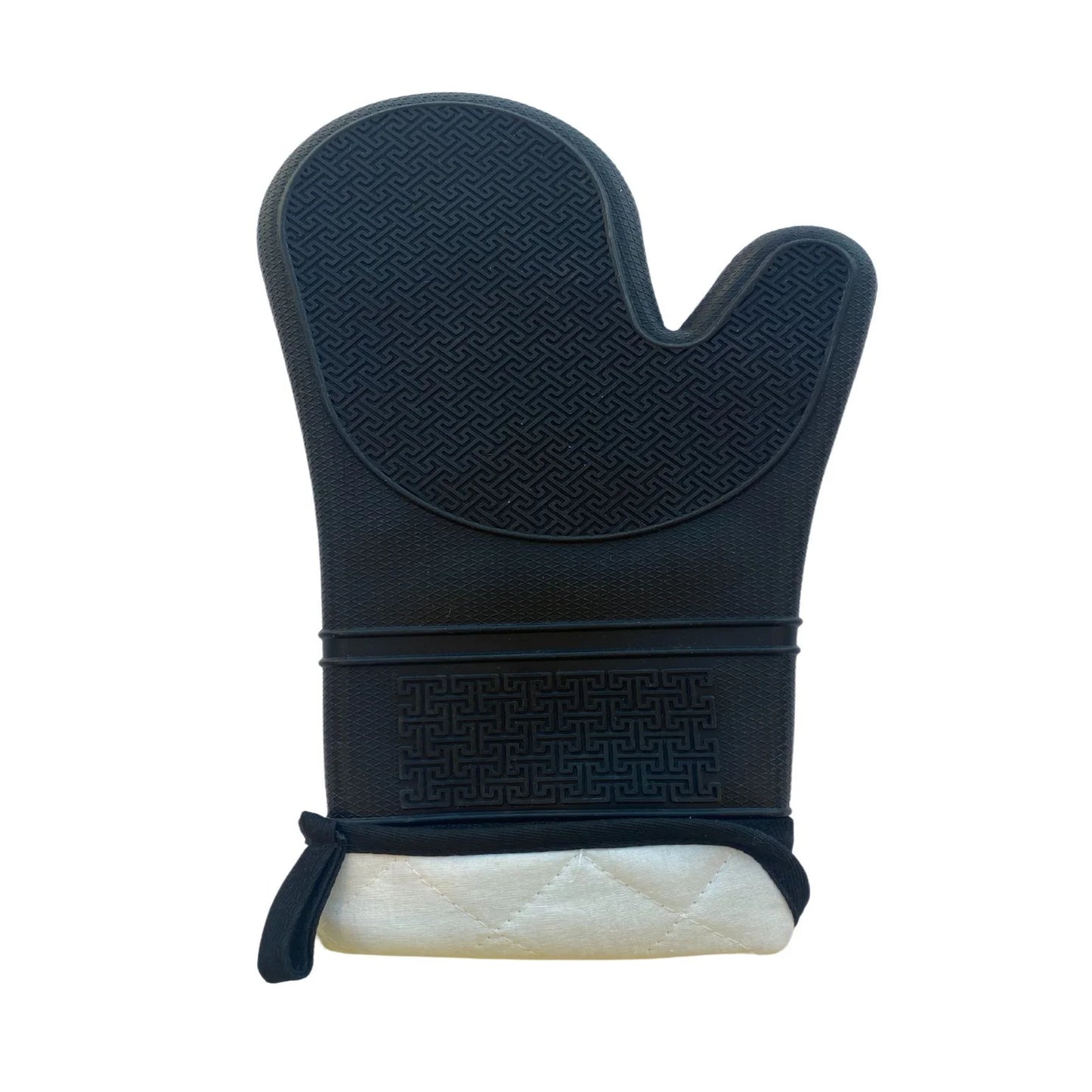 Silicone Oven Mitt Long with Cuff - Black