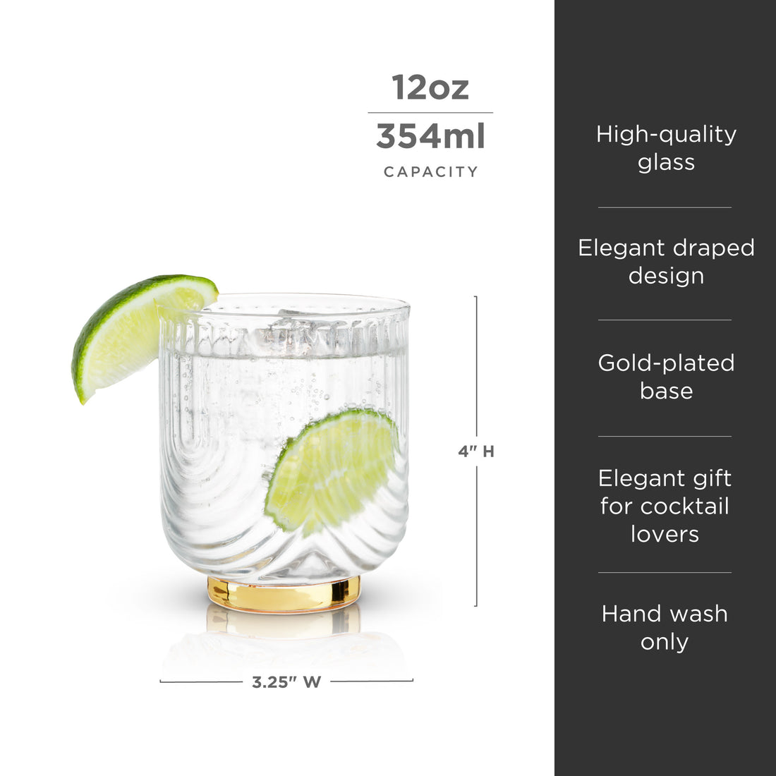 Viski Gatsby Glass Tumblers - 12oz / 355ml