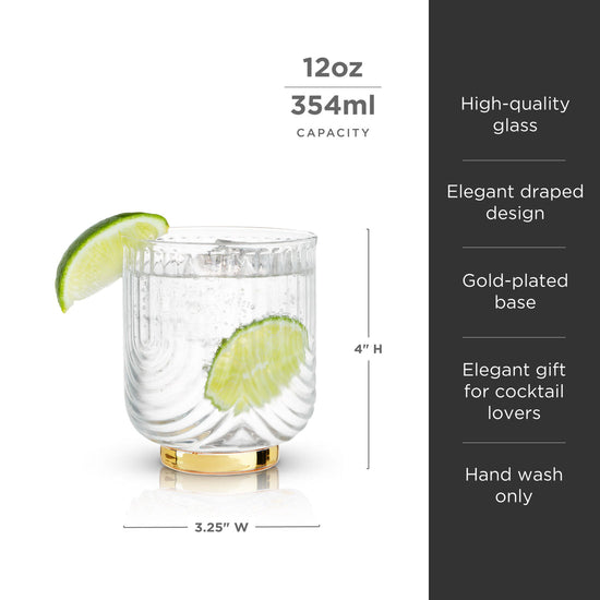 Viski Gatsby Glass Tumblers - 12oz / 355ml