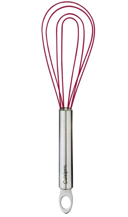Flat Whisk 8" SS Red Silicone