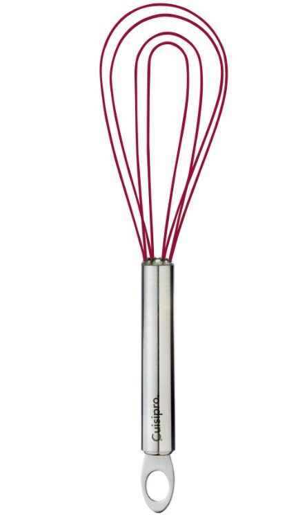 Flat Whisk 8" SS Red Silicone