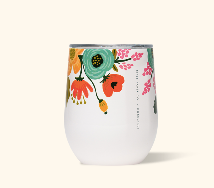 Corkcicle Rifle Stemless - 12oz Gloss Cream - Lively Floral 355ml