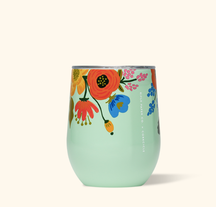 Load image into Gallery viewer, Corkcicle Rifle Stemless - 12oz Lively Floral Mint 355ml
