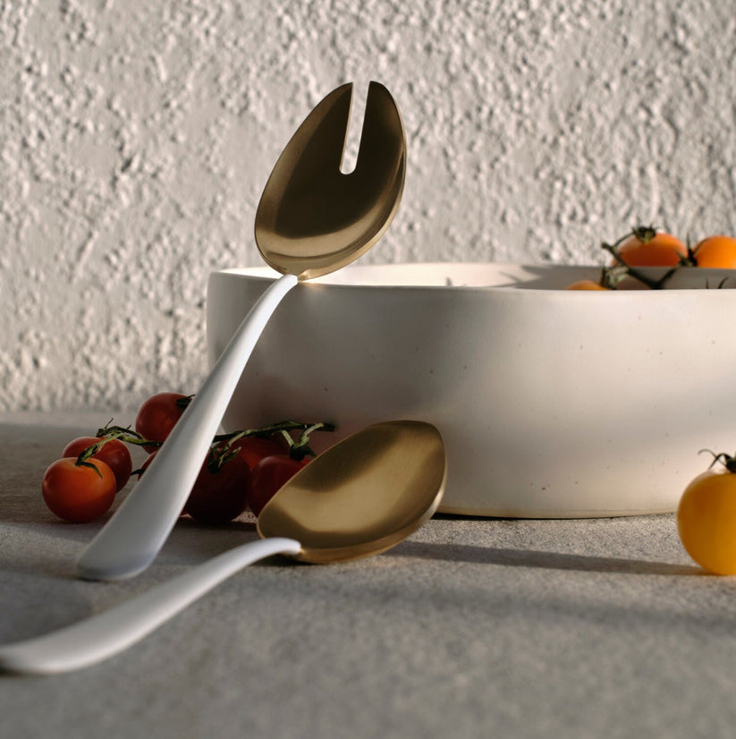 Fable Serving Spoons 2pc - Gold & White (40% off at checkout)