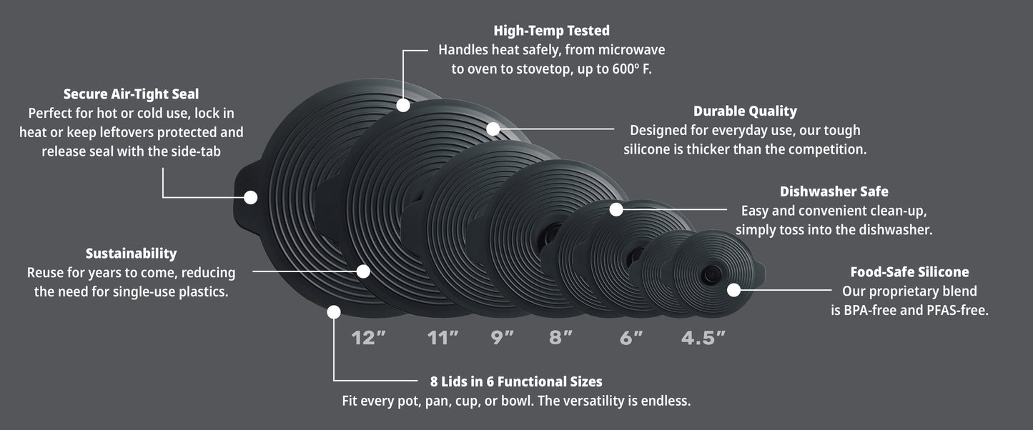 Universal Hi-Temp Silicone Lids Set/8