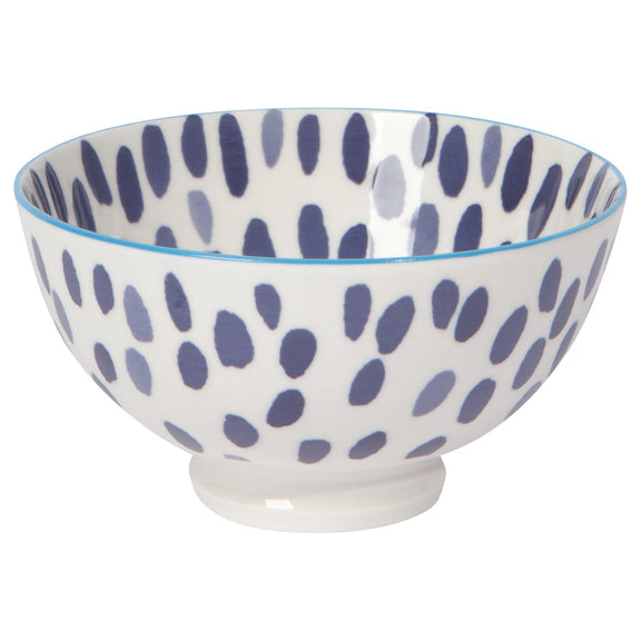 Bowl Stamped 4" - Blue Spots