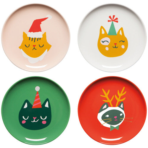 Appie Plates - Holiday Let It Meow Set/4