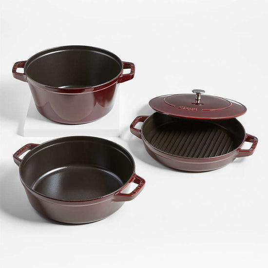 Staub Cast Iron 4-pc Stackable Set - Grenadine