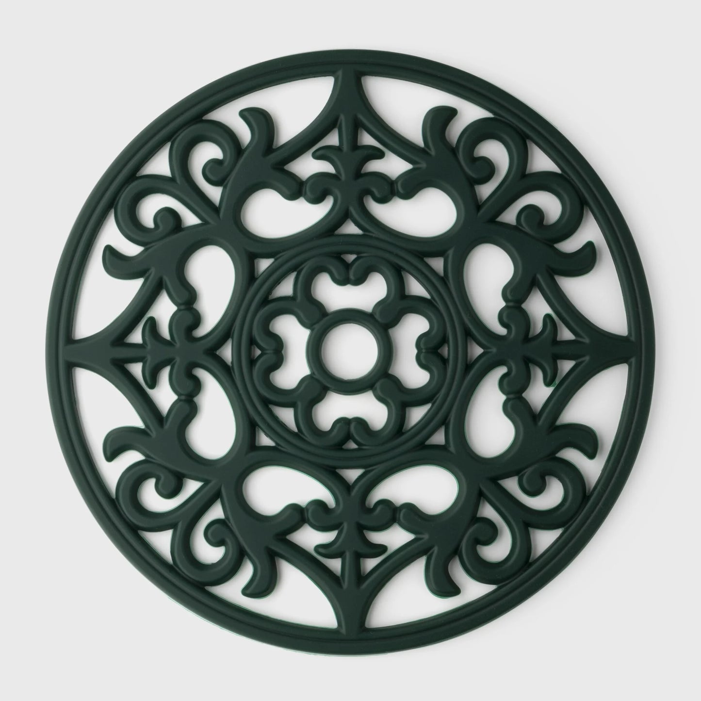 Round Vintage Silicone Trivet - Racing Green