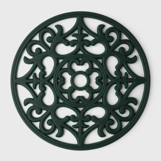 Round Vintage Silicone Trivet - Racing Green