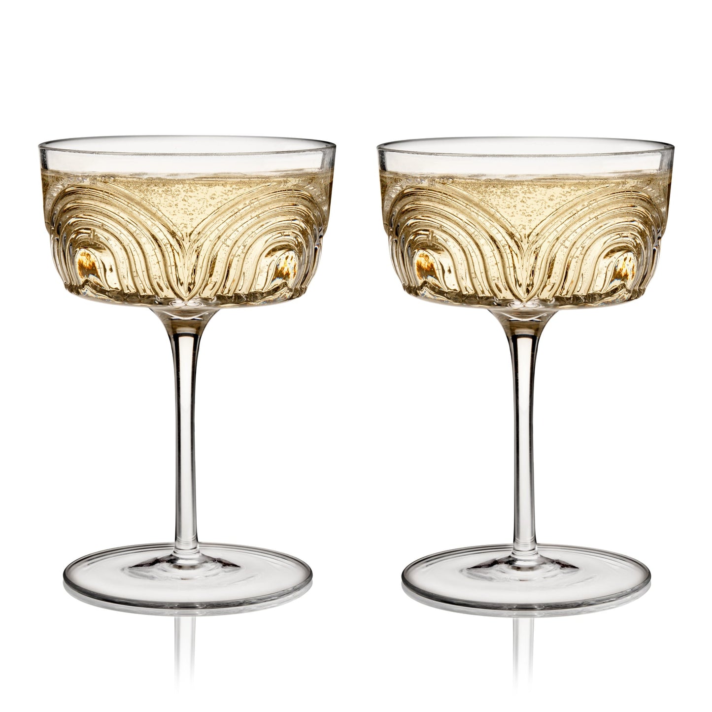 Viski Crystal Deco Beau Cocktail Coupes - 7.5oz/222ml