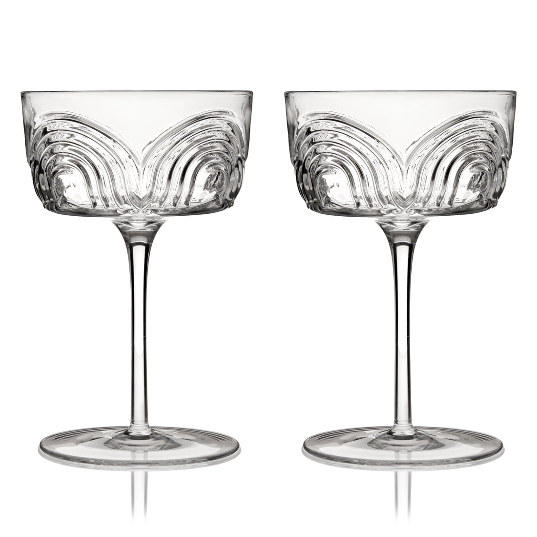 Viski Crystal Deco Beau Cocktail Coupes - 7.5oz/222ml