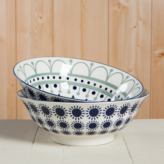 Bowl Stamped 8" - Black Navy Sun