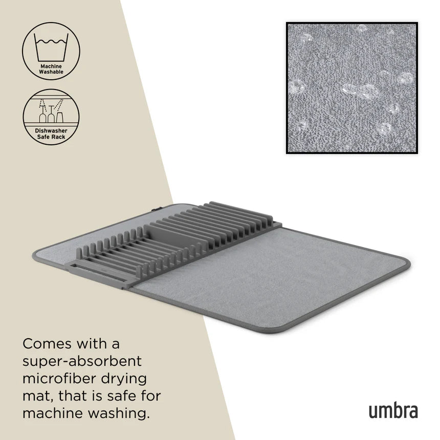 Umbra UDry Dish Drying Rack with Mat - Charcoal