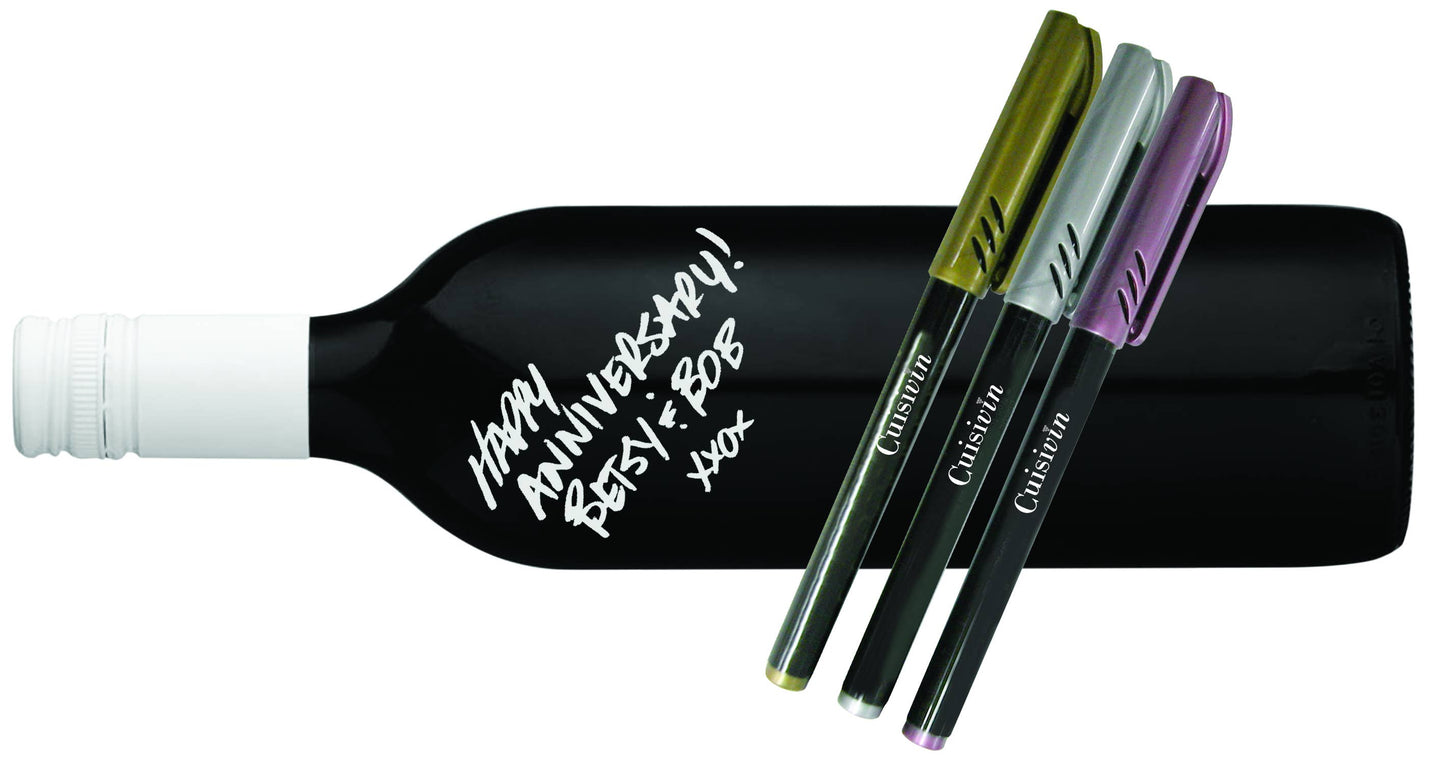 Cuisivin Wine Glass Metallic Markers - 3pk