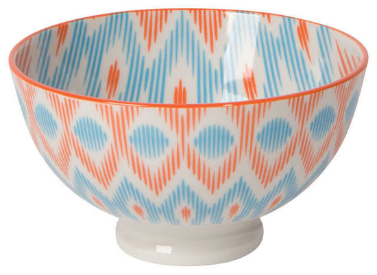 Bowl Stamped 4" - Blue/Orange Ikat