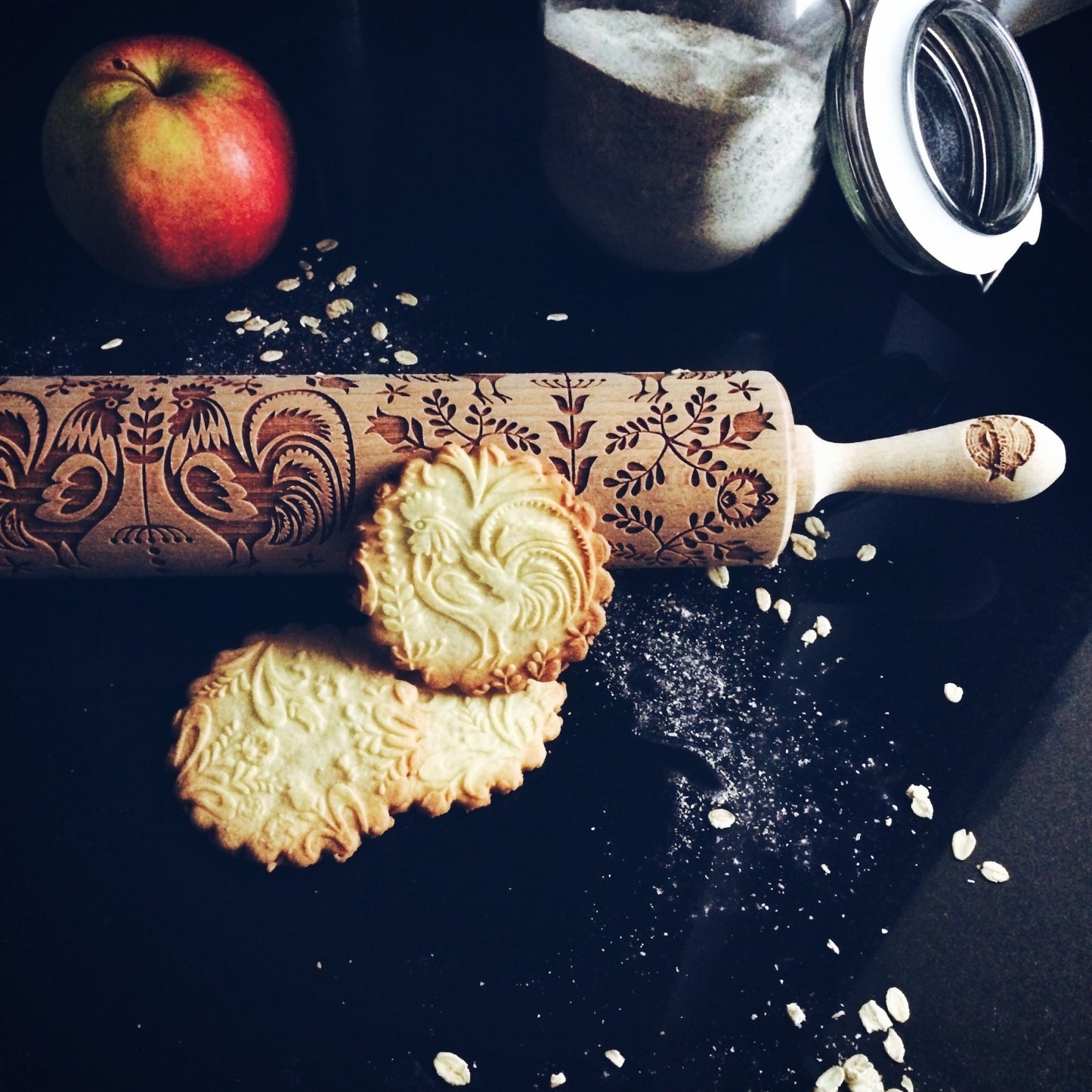 Load image into Gallery viewer, Embossed Rolling Pin - Folk Design
