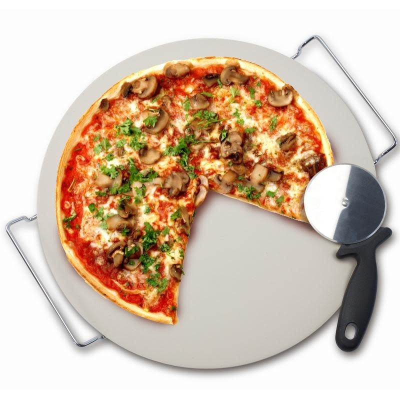 Pizza Stone w Rack and Cutter