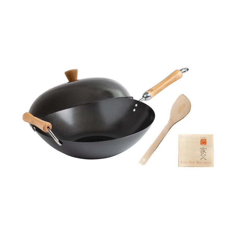 Joyce Chen - Classic Series - Carbon Steel Wok Set - 14" wok, lid, spatula, recipes