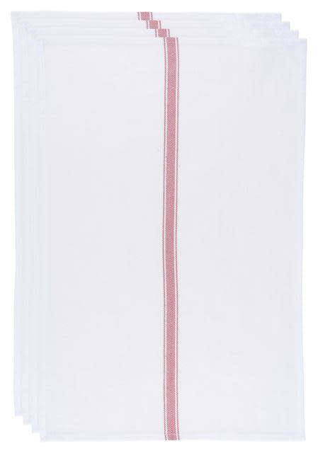 Brooklyn Stripe Tea Towel - Poppy set of 4