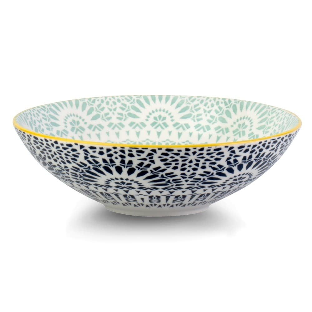 Load image into Gallery viewer, Paisley Bleu Porcelain Pasta Salad Poke Bowl, 21 cm- 25oz
