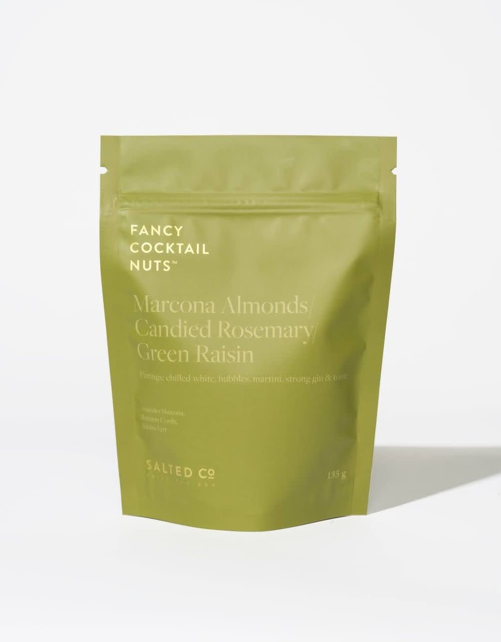 Salted Co. Fancy Cocktail Nuts - Marcona Almond, Candied Rosemary, Green Raisin (135g)