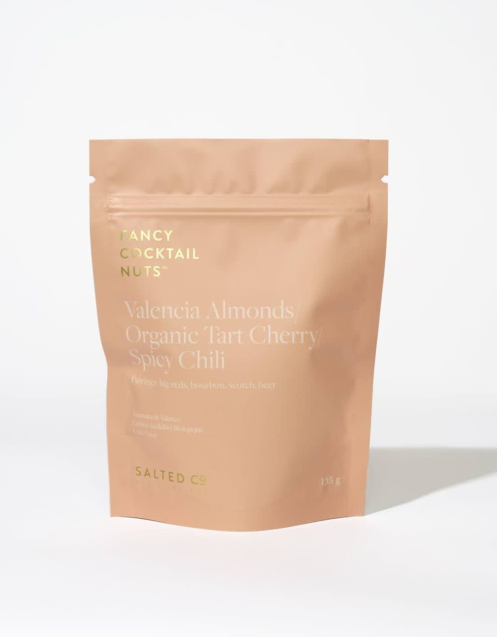 Salted Co. Fancy Cocktail Nuts - 135g - Valencia Almonds, Organic Tart Cherry, Spicy Chili