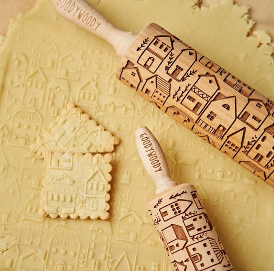 Load image into Gallery viewer, Embossed Rolling Pin - Scandinavian City
