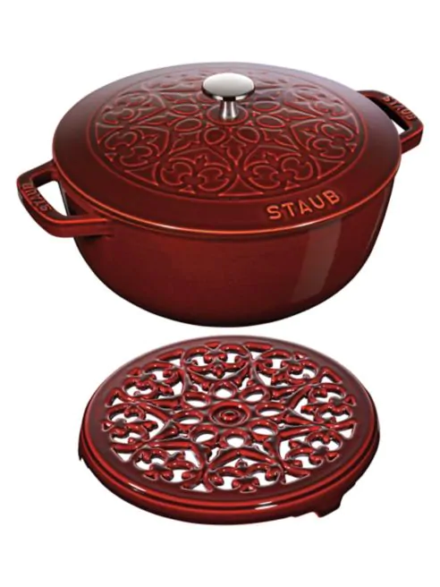 Staub Lily Essential Oven 3.75QT + Trivet Grenadine