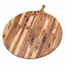 TeakHaus Atlas Round Serving Board w Handle - 22 x 17 x 0.5 in