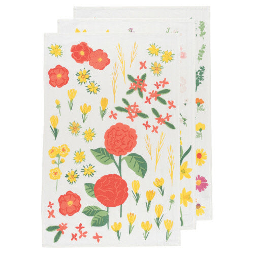 Load image into Gallery viewer, Floursack Dishtowel Set/3 - Flowers of the Month
