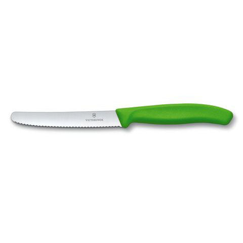 Paring Knife 4.5" / 11cm Serrated, Rounded Tip Green